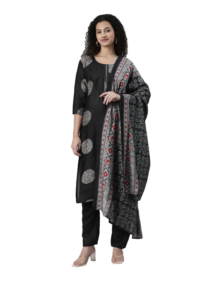 Neerus Multi ethnic mirror work suit set - front view