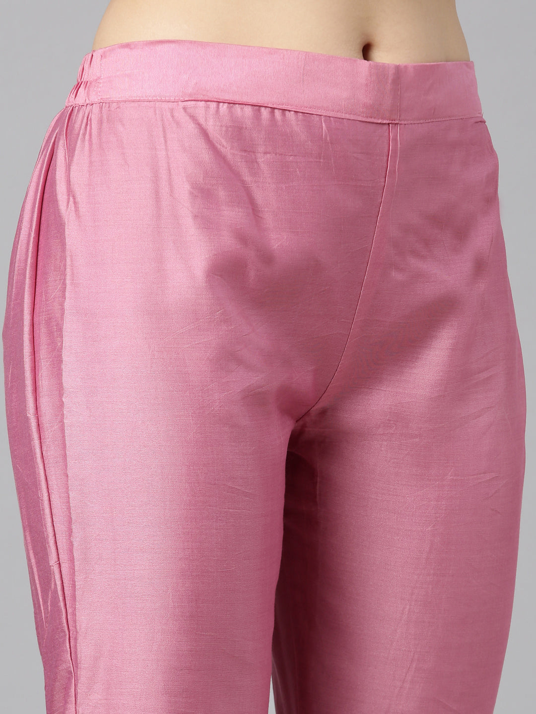 Neerus Pink Regular Straight Floral Kurta And Trousers With Dupatta