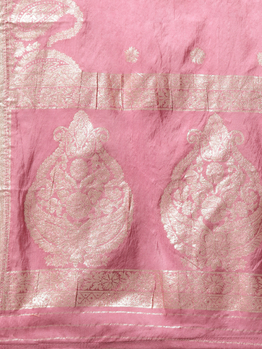 Neerus Pink solid straight suit set kurta trouser dupatta - detail view 4