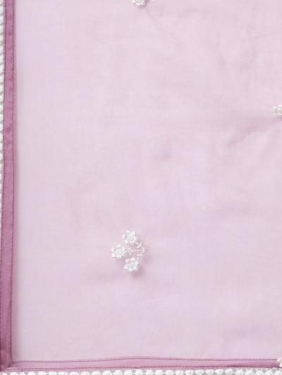 Neerus Lavender Regular Straight Floral Kurta And Trousers With Dupatta