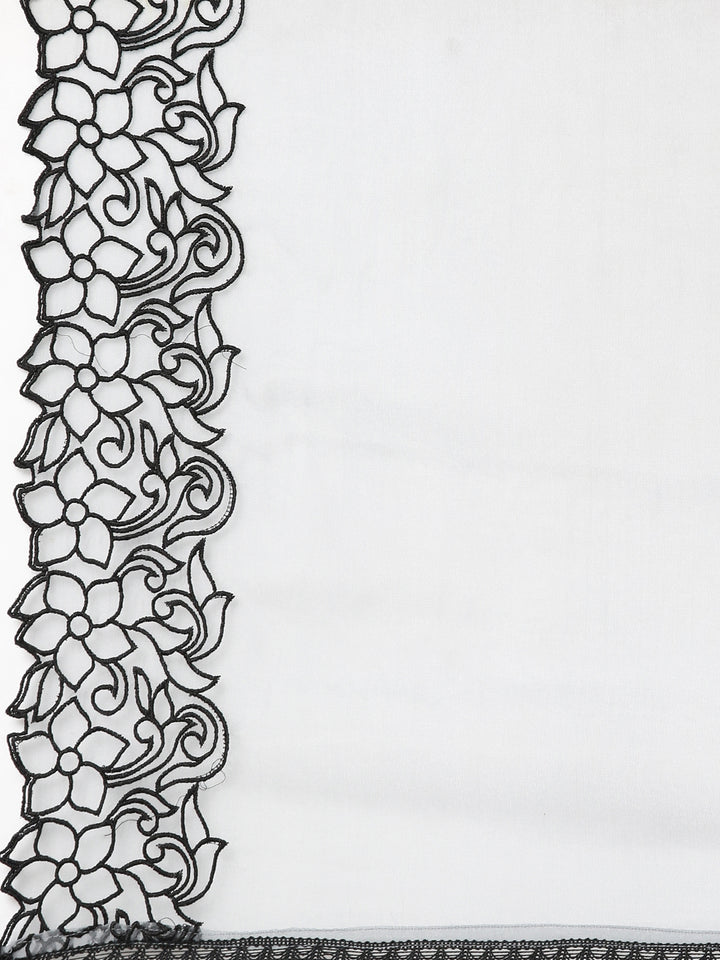Neerus Grey printed floral kurta set with trouser and dupatta - detail view 4
