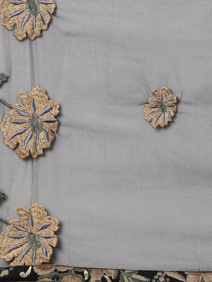 Neerus Black printed floral suit set - detail view 4