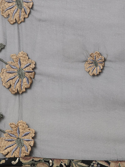 Neeru's Black Regular Straight Floral Readymade Suits