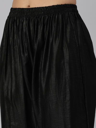 Neeru's Black Regular Straight Floral Readymade Suits