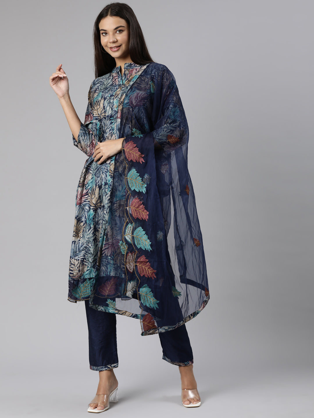 Neeru's Blue Regular Straight Tribal Readymade suits