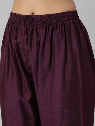 Neeru's Purple Regular Straight Tribal Kurta And Trousers With Dupatta
