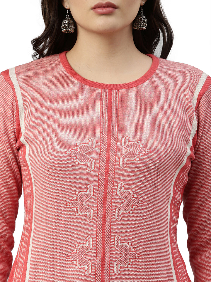 Neerus Winter Wear Woven Design Acrylic Kurta For Women