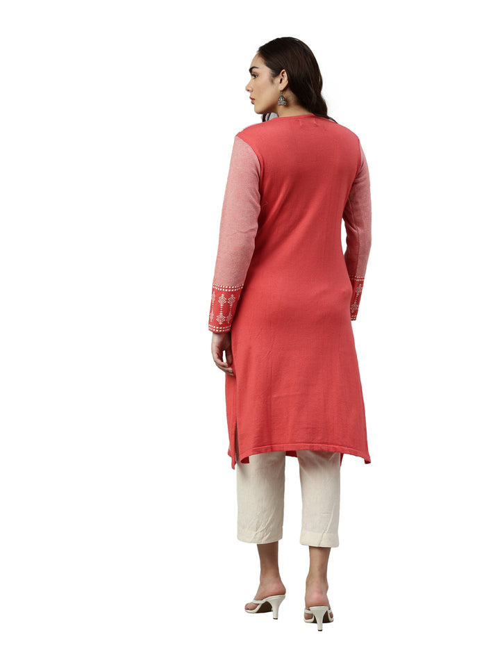 Neerus Winter Wear Woven Design Acrylic Kurta For Women