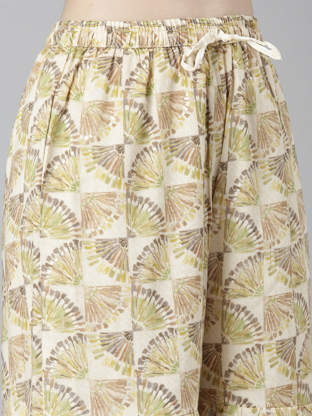 Neerus Green Regular Straight Tribal Kurta And Palazzos With Dupatta