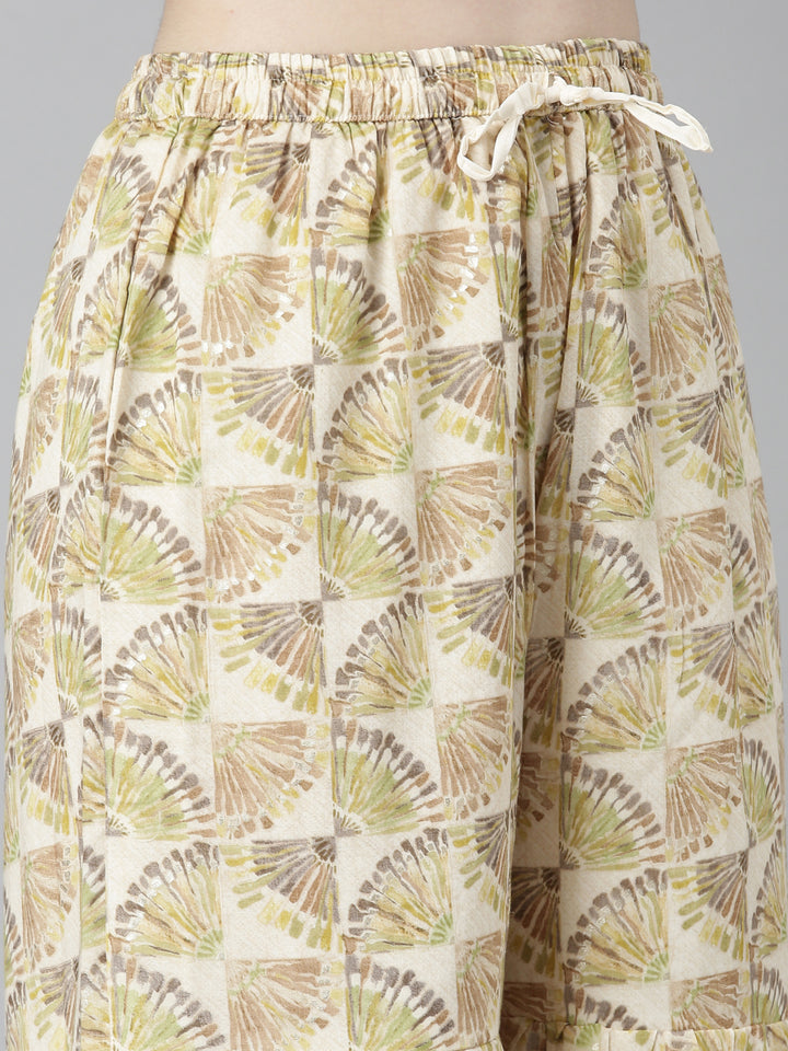 Neerus Green Regular Straight Tribal Kurta And Palazzos With Dupatta