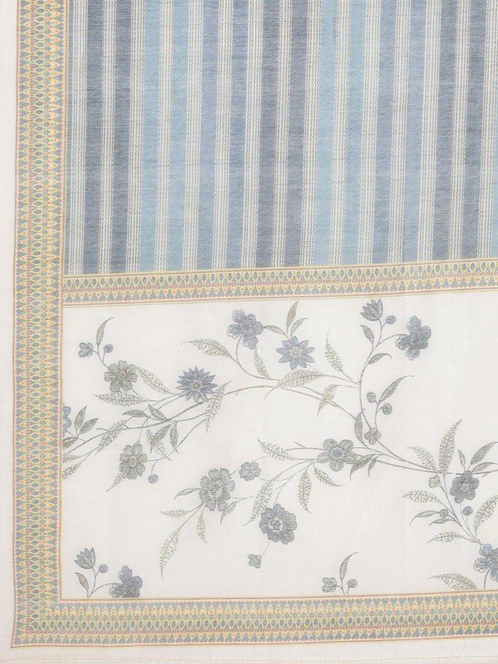 Neerus Blue printed floral kurta suit set - detail view 4