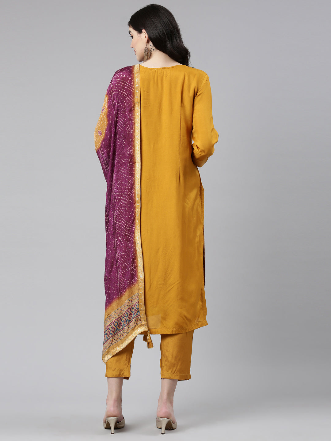 Neerus Gold Regular Straight Printed Readymade suits