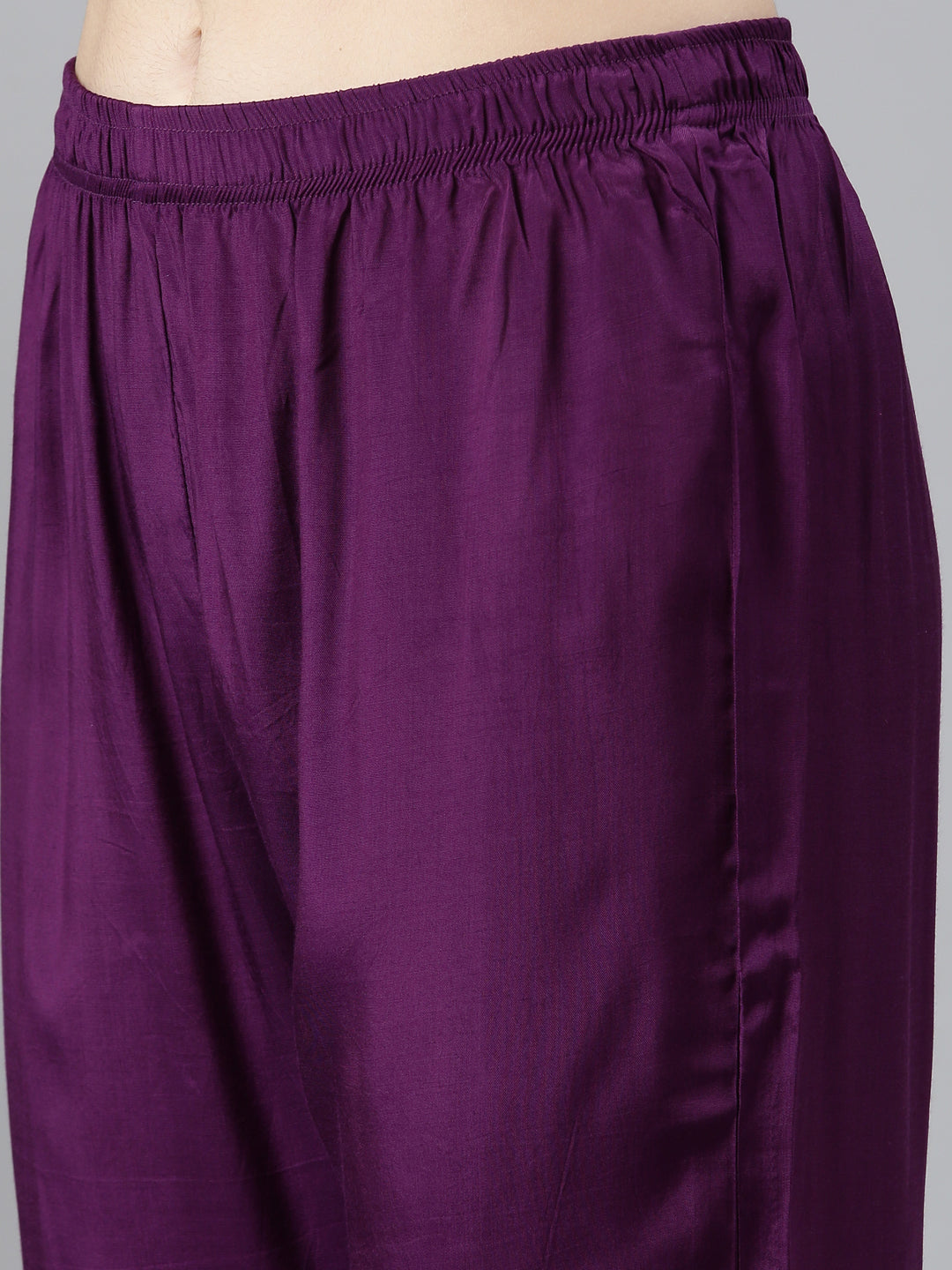 Neerus Purple Regular Straight Printed Kurta And Trousers With Dupatta