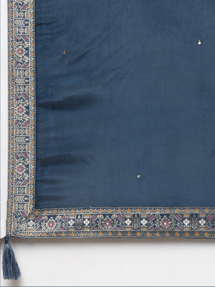 Neerus Green printed straight kurta set with dupatta - detail view 4