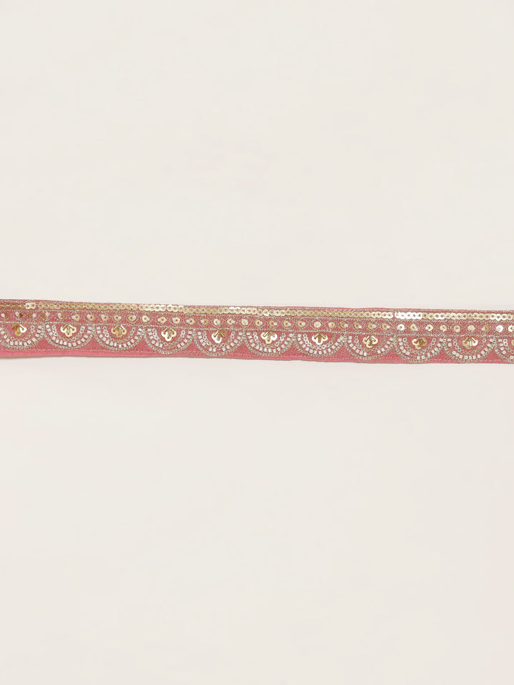 Pink Tissue Embroidered Long Kali