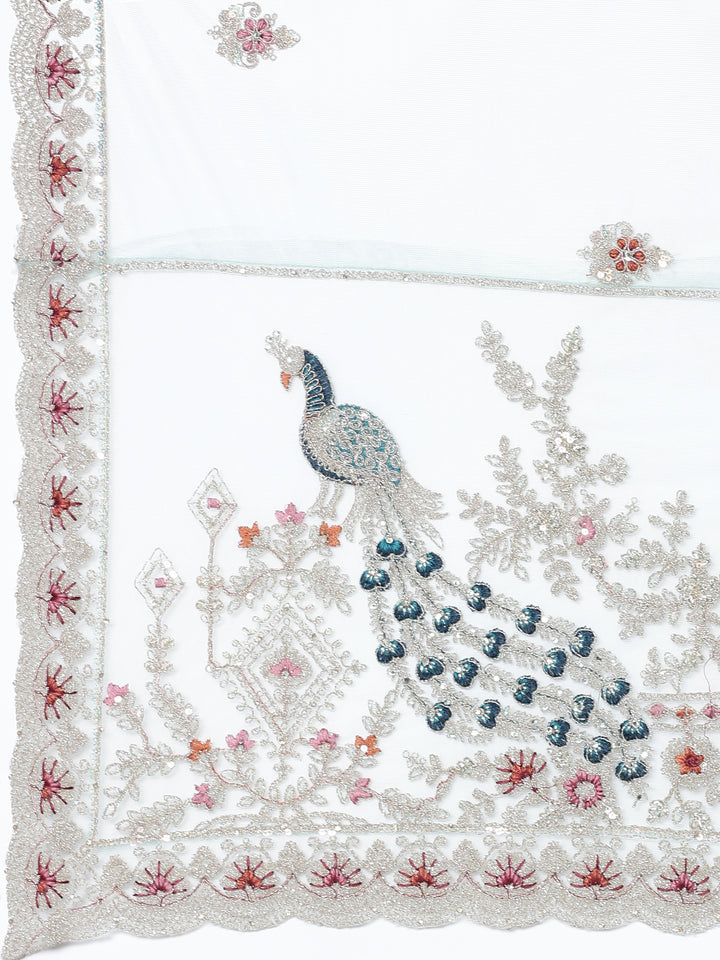 Sea green net heavy embroidered Three piece ghagra set