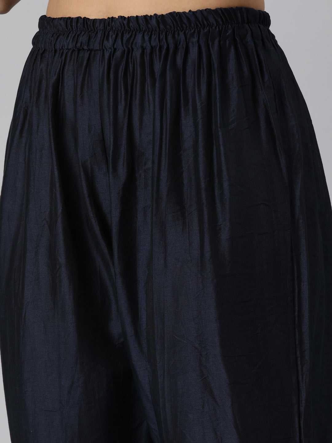 Neerus Navy Blue Regular Straight Floral Readymade suits