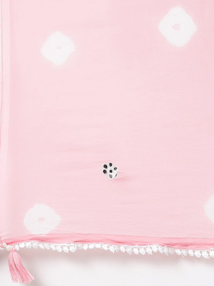 Neerus Pink Regular Straight Floral Kurta And  Trousers With Dupatta