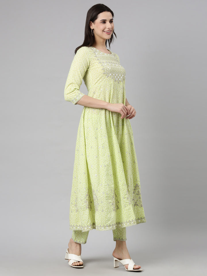 Neerus Yellow Regular Straight Floral Readymade suits