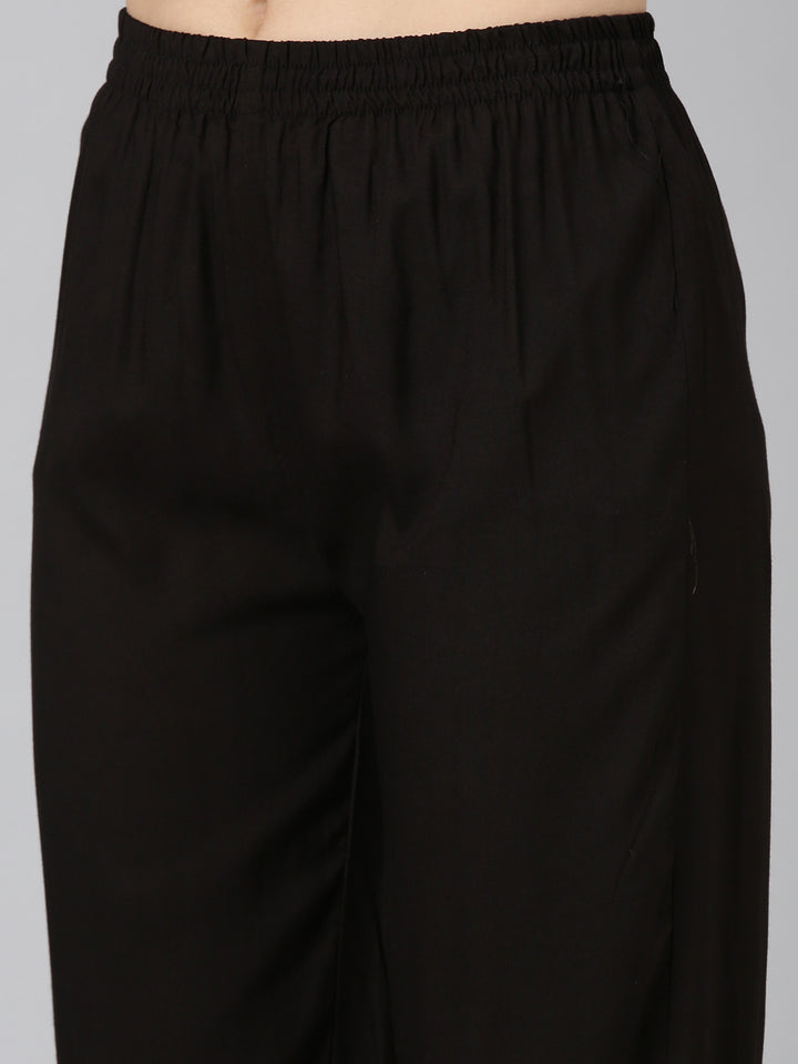 Neerus Black printed straight kurta set with dupatta - detail view 3