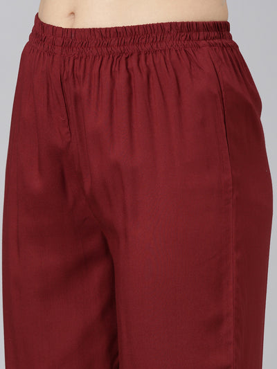 Neeru's Maroon Regular Straight Printed Readymade suits