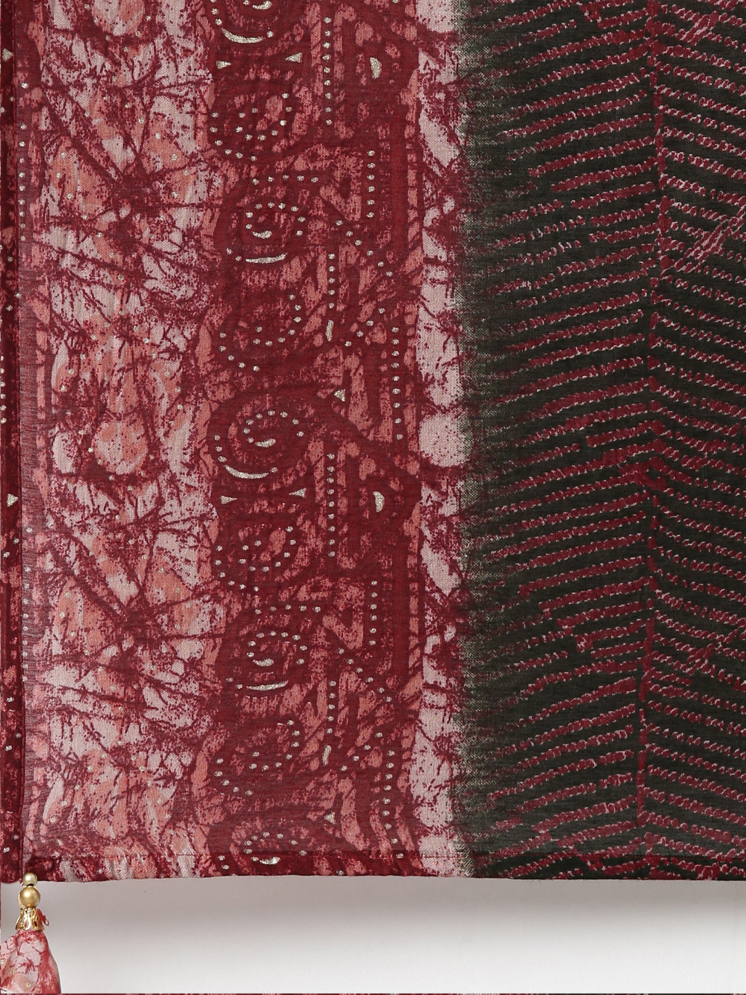 Neerus Maroon printed straight kurta set - detail view 4