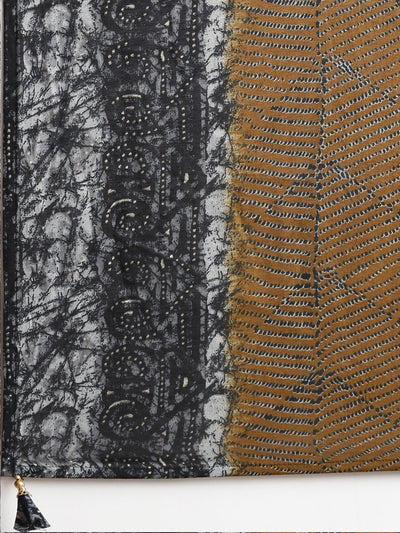Neerus Navy Blue Regular Straight Printed Kurta And Trousers With Dupatta