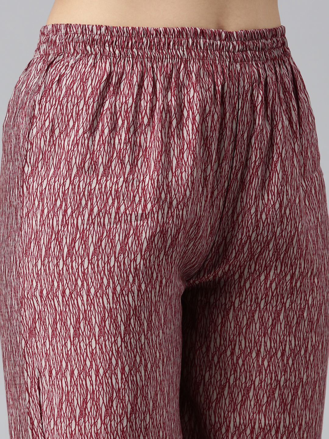 Neerus Maroon printed Nyra cut kurta set - detail view 3