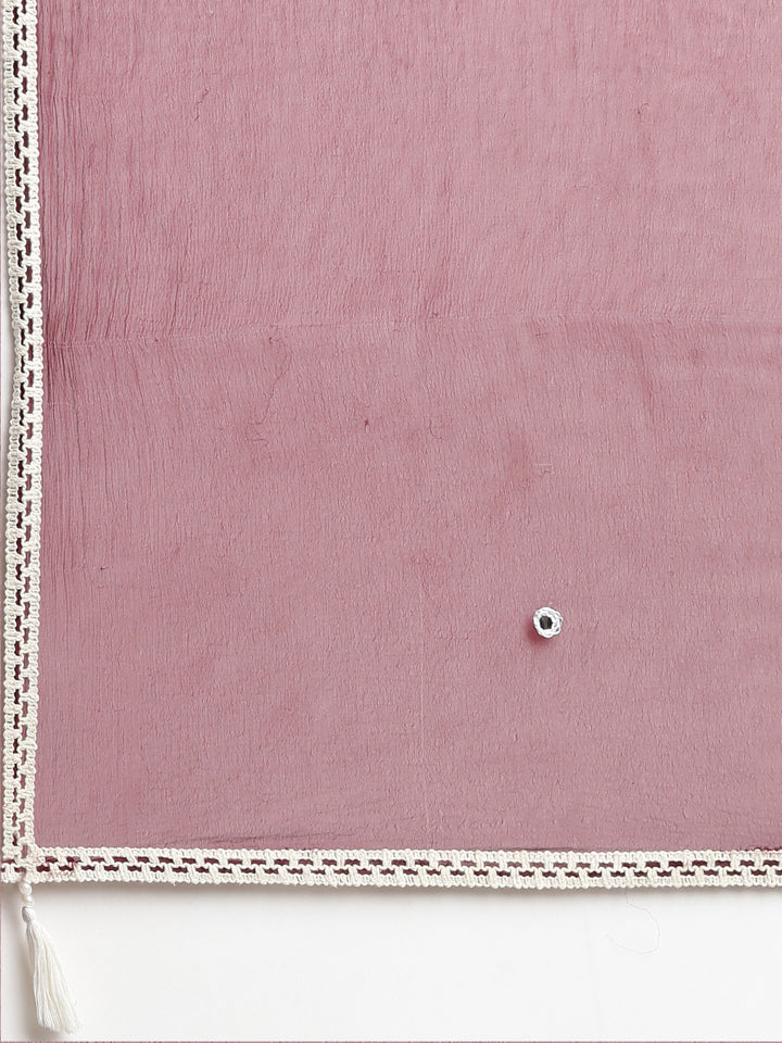 Neerus Maroon embroidered straight suit set - detail view 4