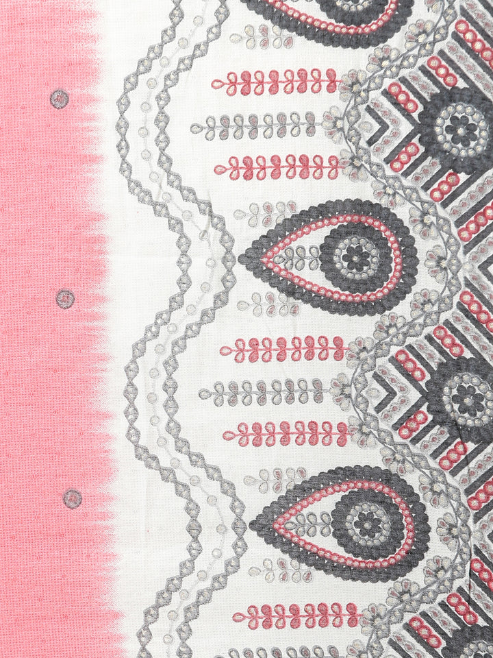 Neerus White printed straight kurta set with dupatta - detail view 4