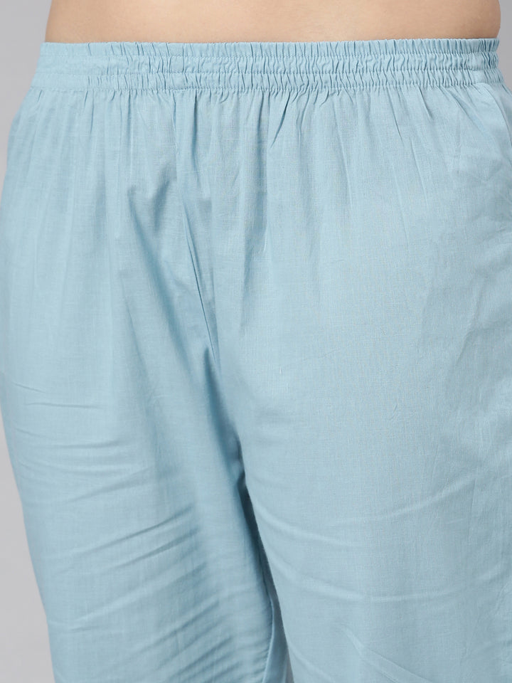 Neerus Blue printed chevron straight suit set - detail view 3