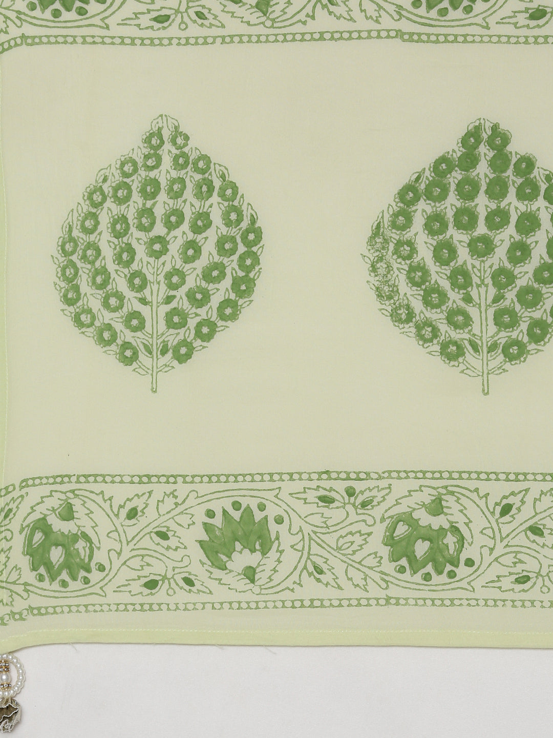 Neerus Green printed straight kurta set with dupatta - detail view 4