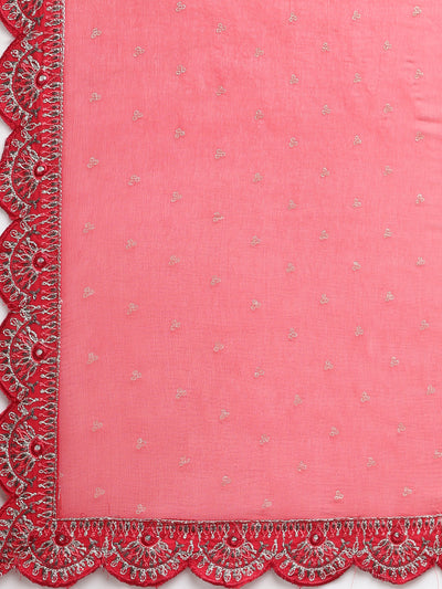 Neerus Red Regular Straight Printed Kurta And Trousers With Dupatta