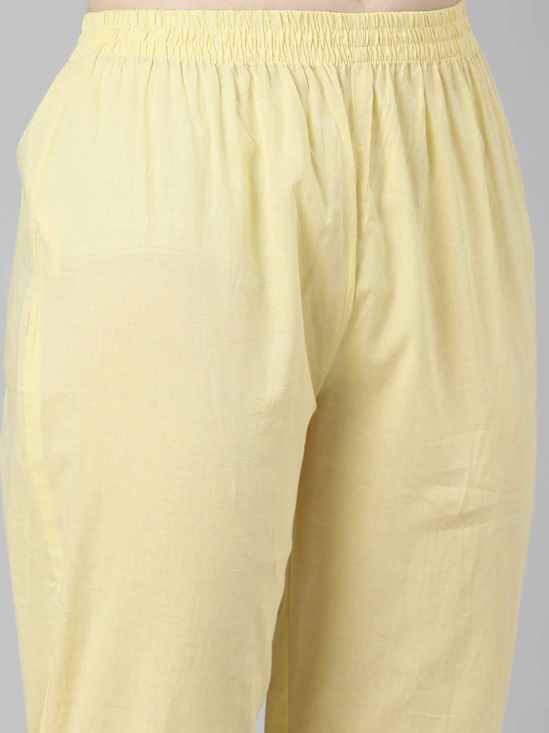 Neerus Yellow Regular Straight Printed Kurta And Trousers With Dupatta