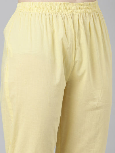Neeru's Yellow Regular Straight Printed Kurta And Trousers With Dupatta