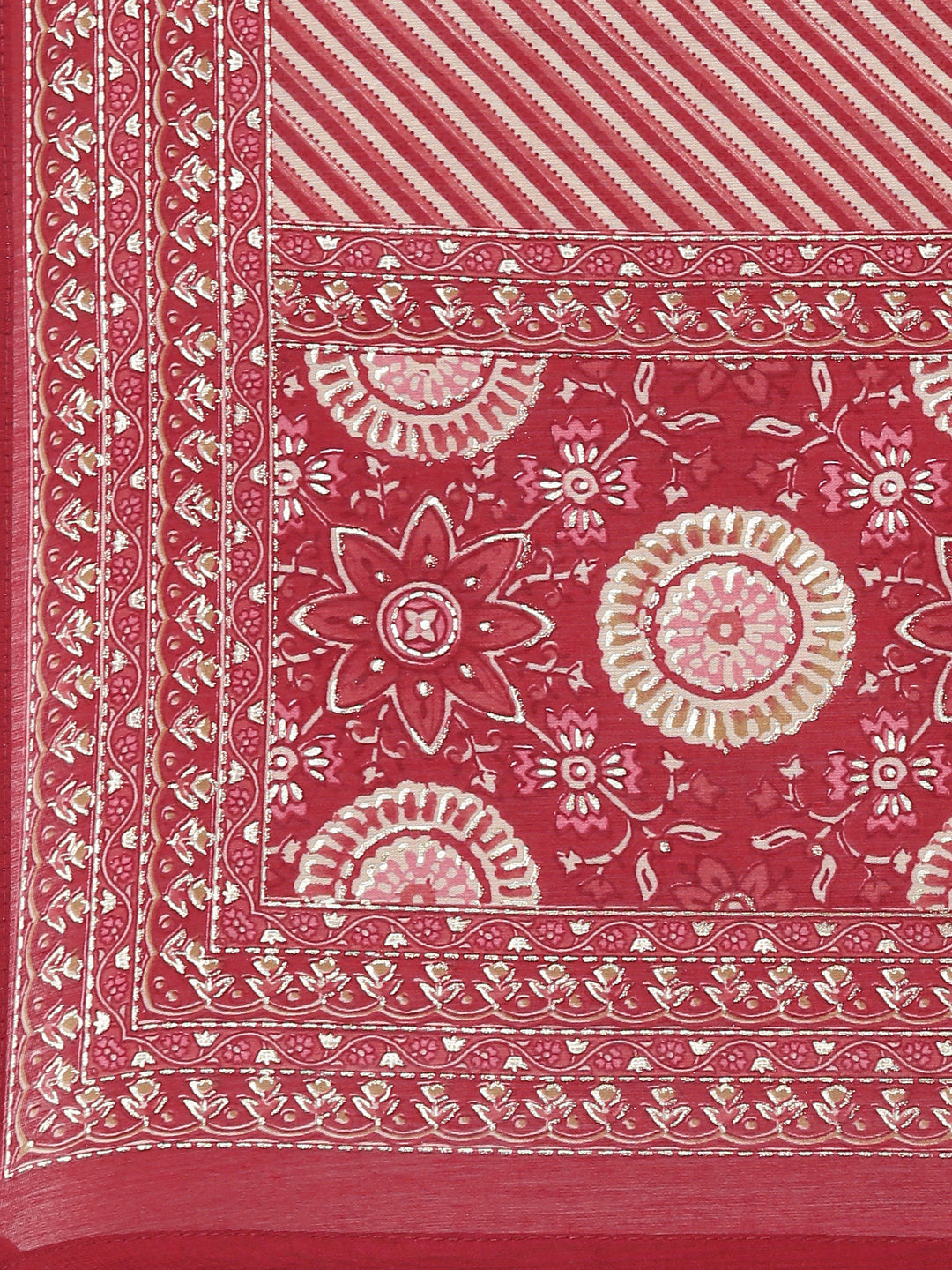 Neerus Maroon Regular Straight Floral Kurta And Trousers With Dupatta