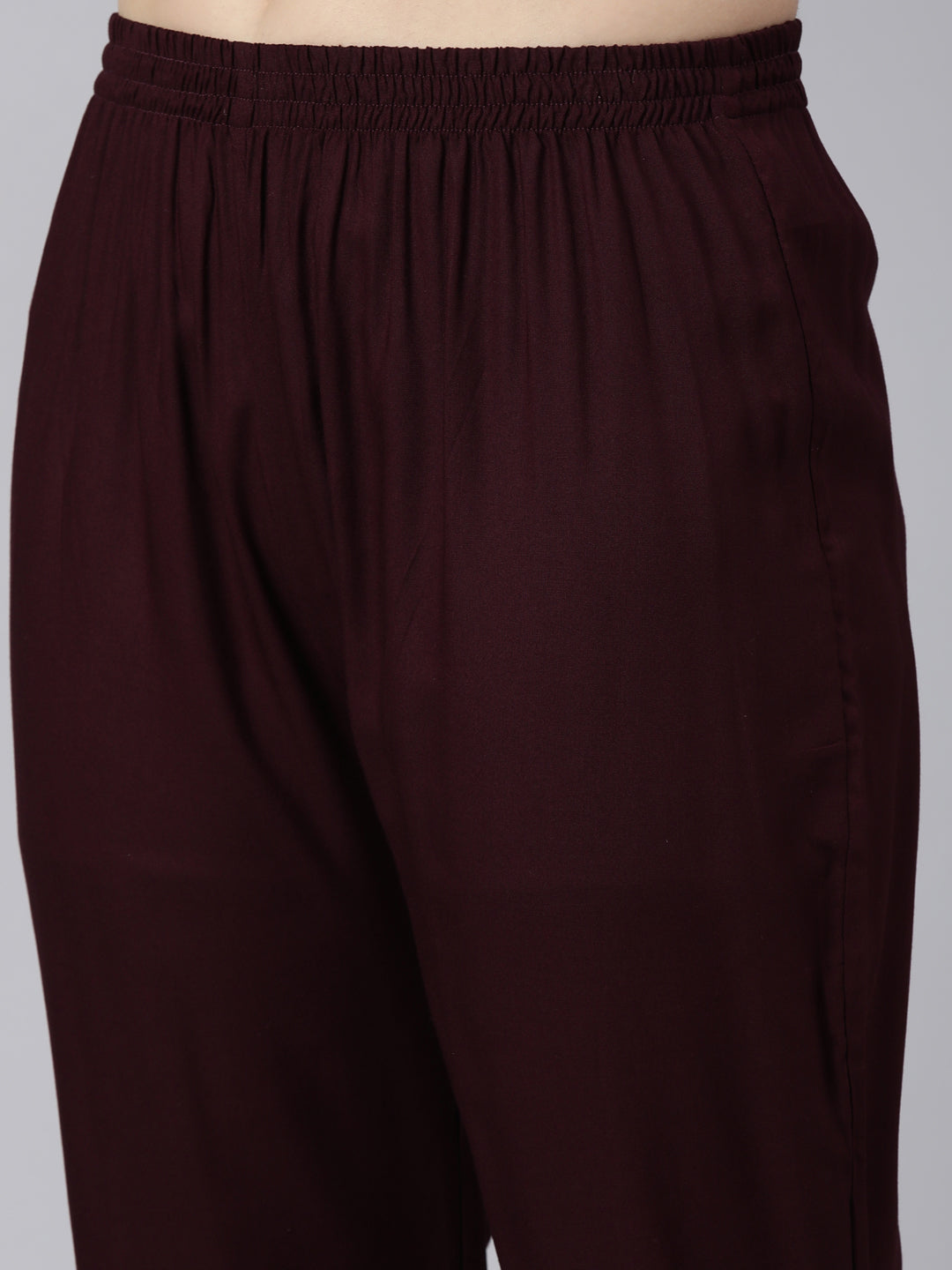 Neerus Purple Regular Flared Ethnic Motifs Kurta And  Trousers With Dupatta