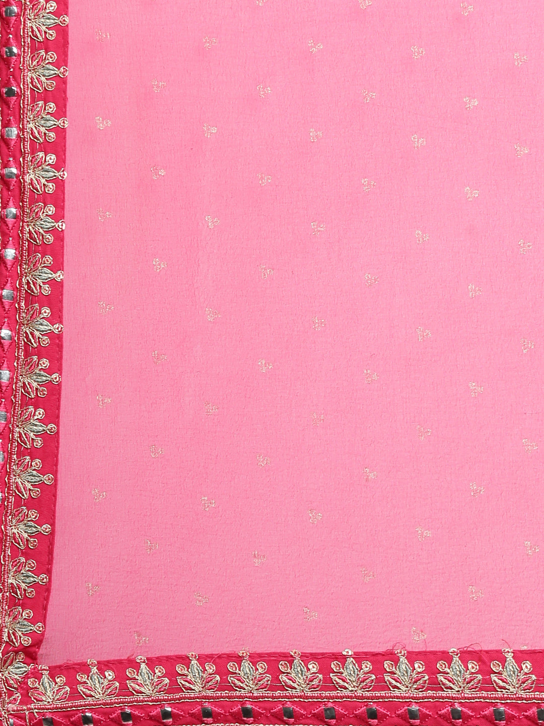 Neerus Pink embroidered straight kurta set with trouser and dupatta - detail view 4