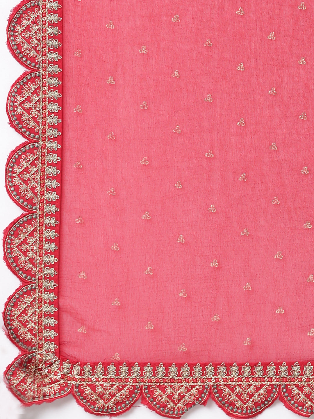 Neerus Red printed ethnic suit set straight kurta with trouser and dupatta - detail view 4