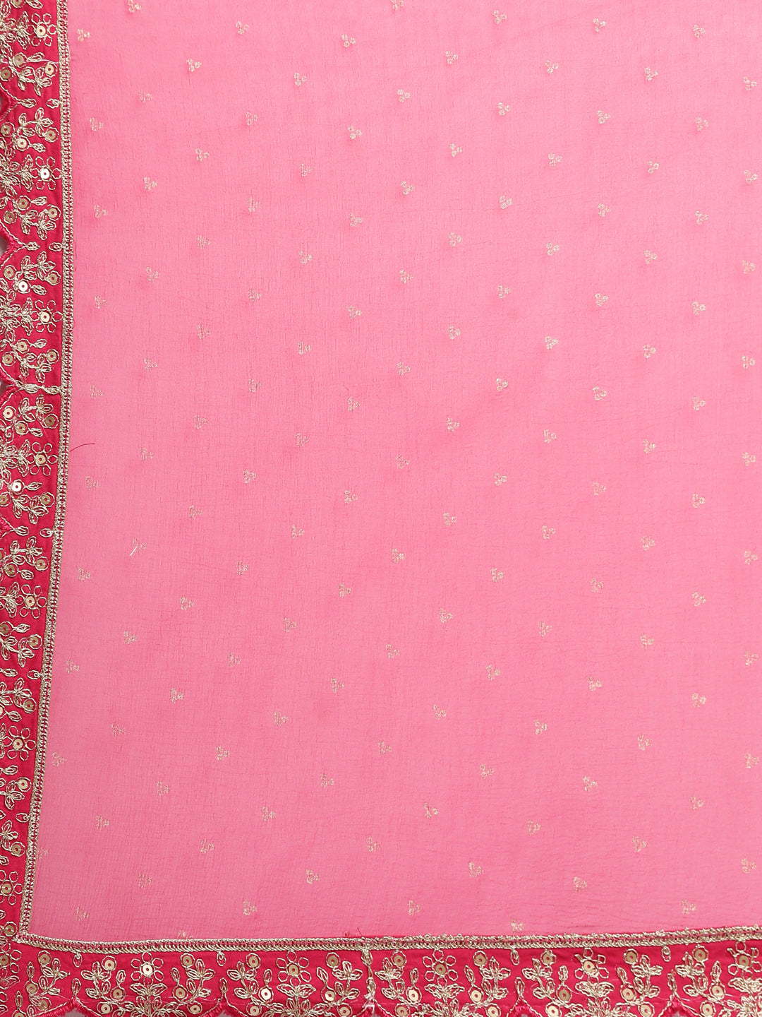 Neerus Pink printed straight kurta set with trouser and dupatta - detail view 4