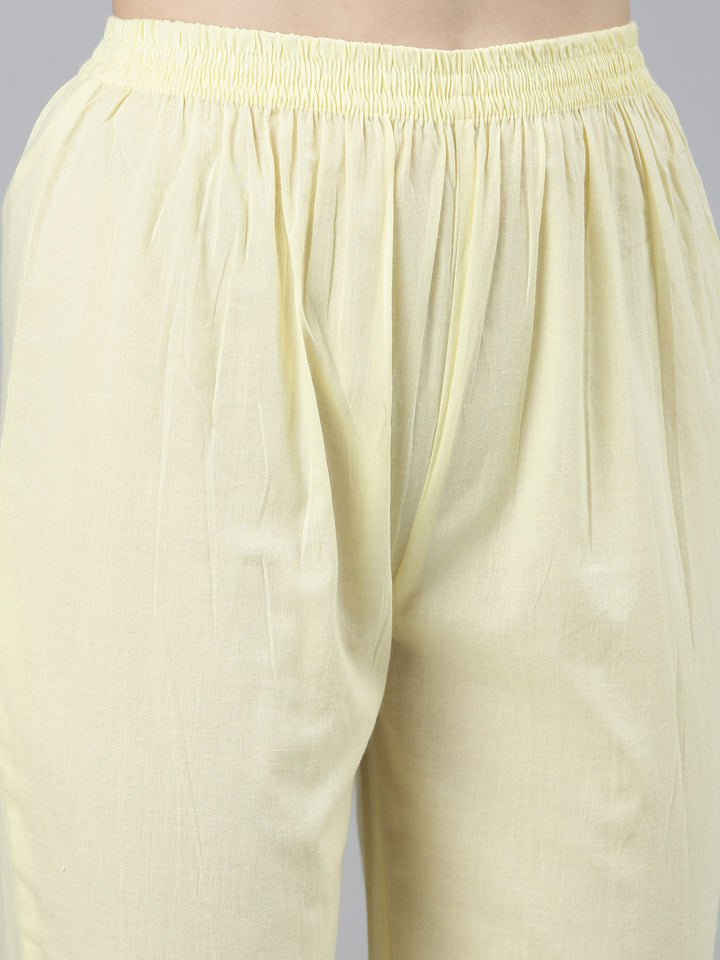 Neerus Yellow Regular Straight Ethnic Motifs Kurta Sets And Trousers With Dupatta