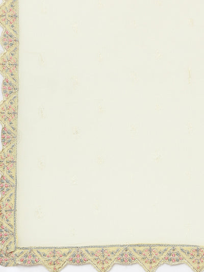 Neeru's Yellow Regular Straight Ethnic Motifs Kurta Sets And Trousers With Dupatta