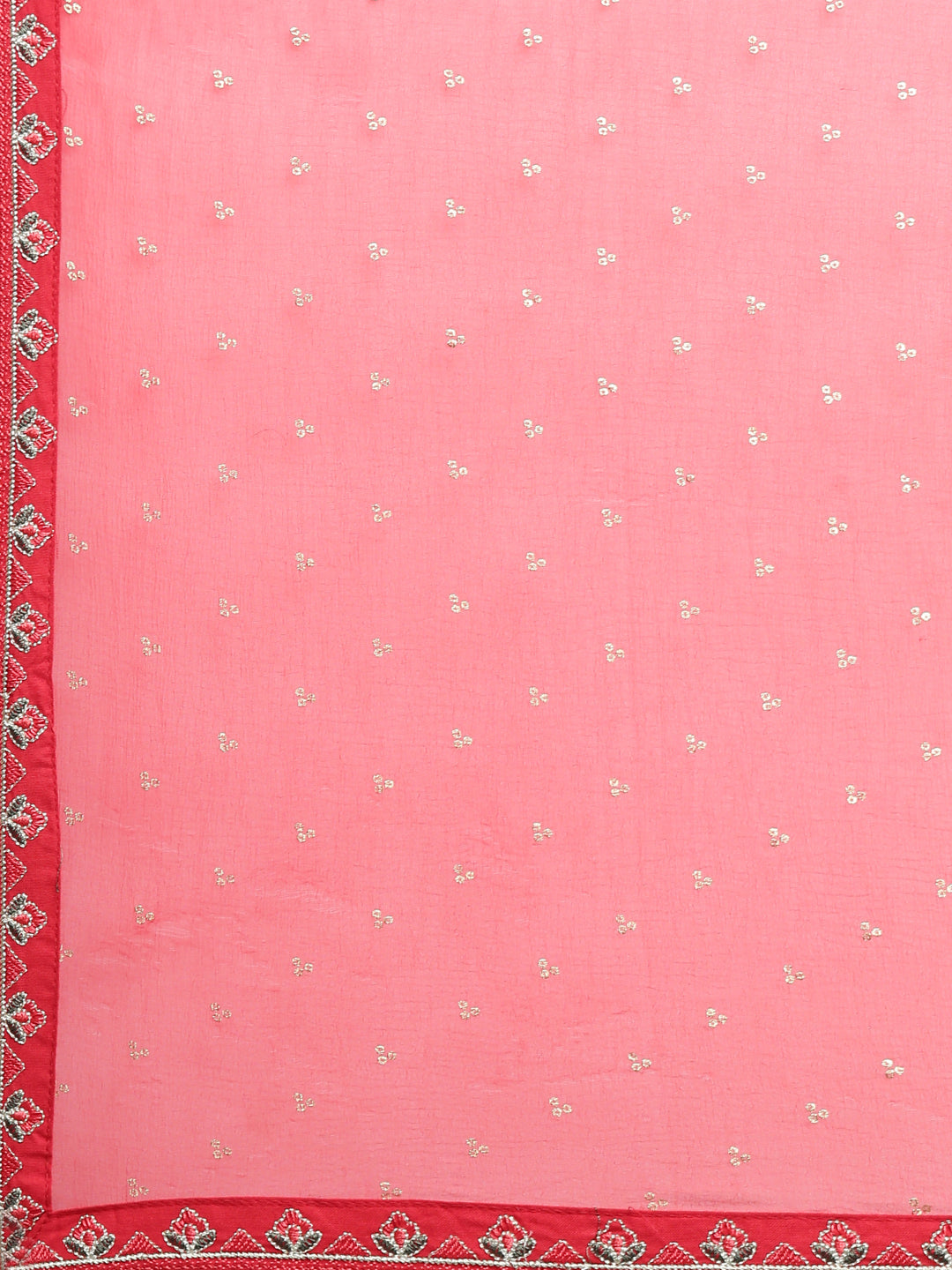 Neerus Red Regular Straight Printed Kurta And Trousers With Dupatta