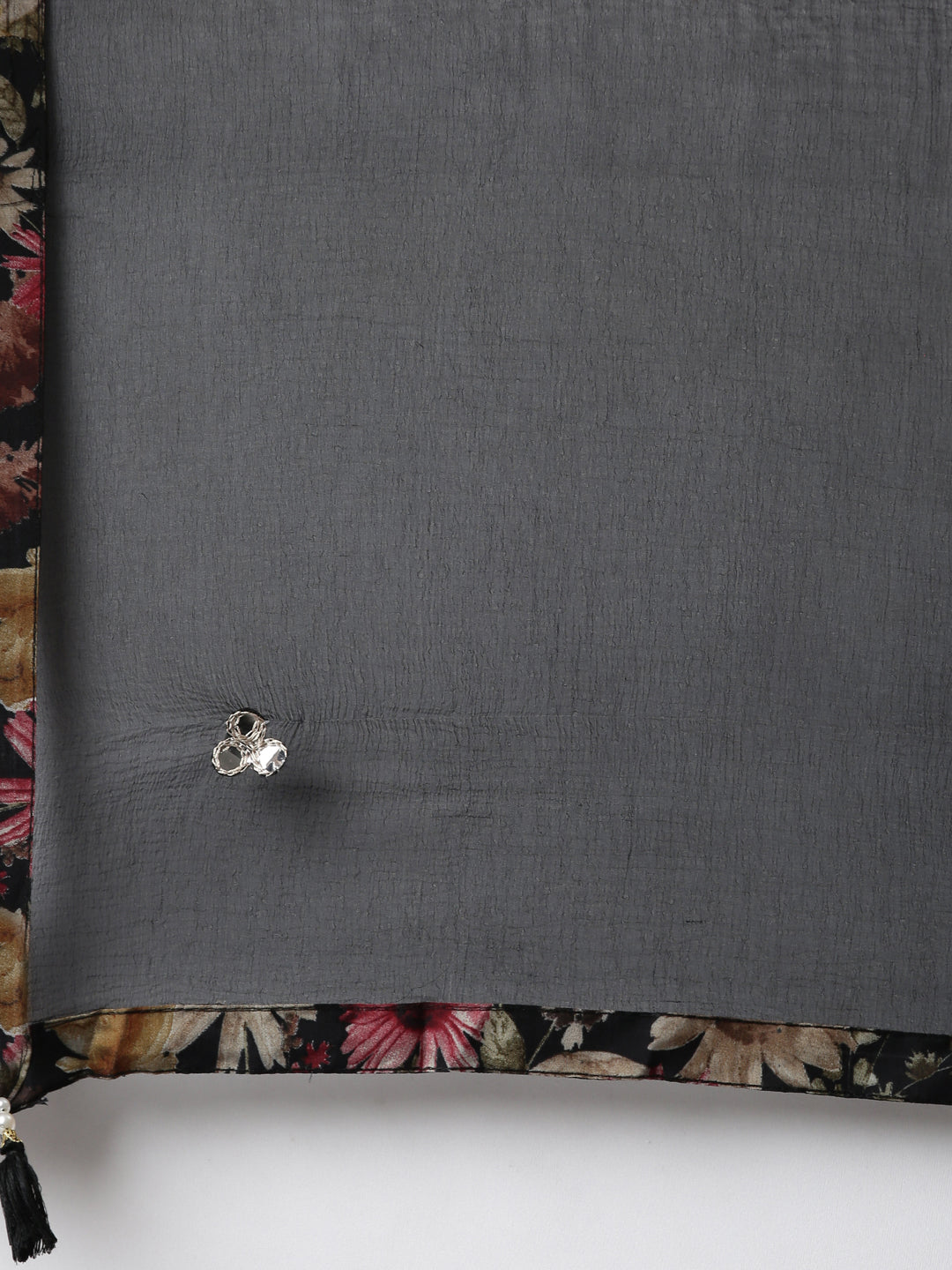 Neerus Black floral printed straight kurta set - detail view 4