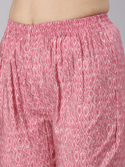 Neerus Pink Regular Straight Yoke Design Kurta And Trousers With Dupatta