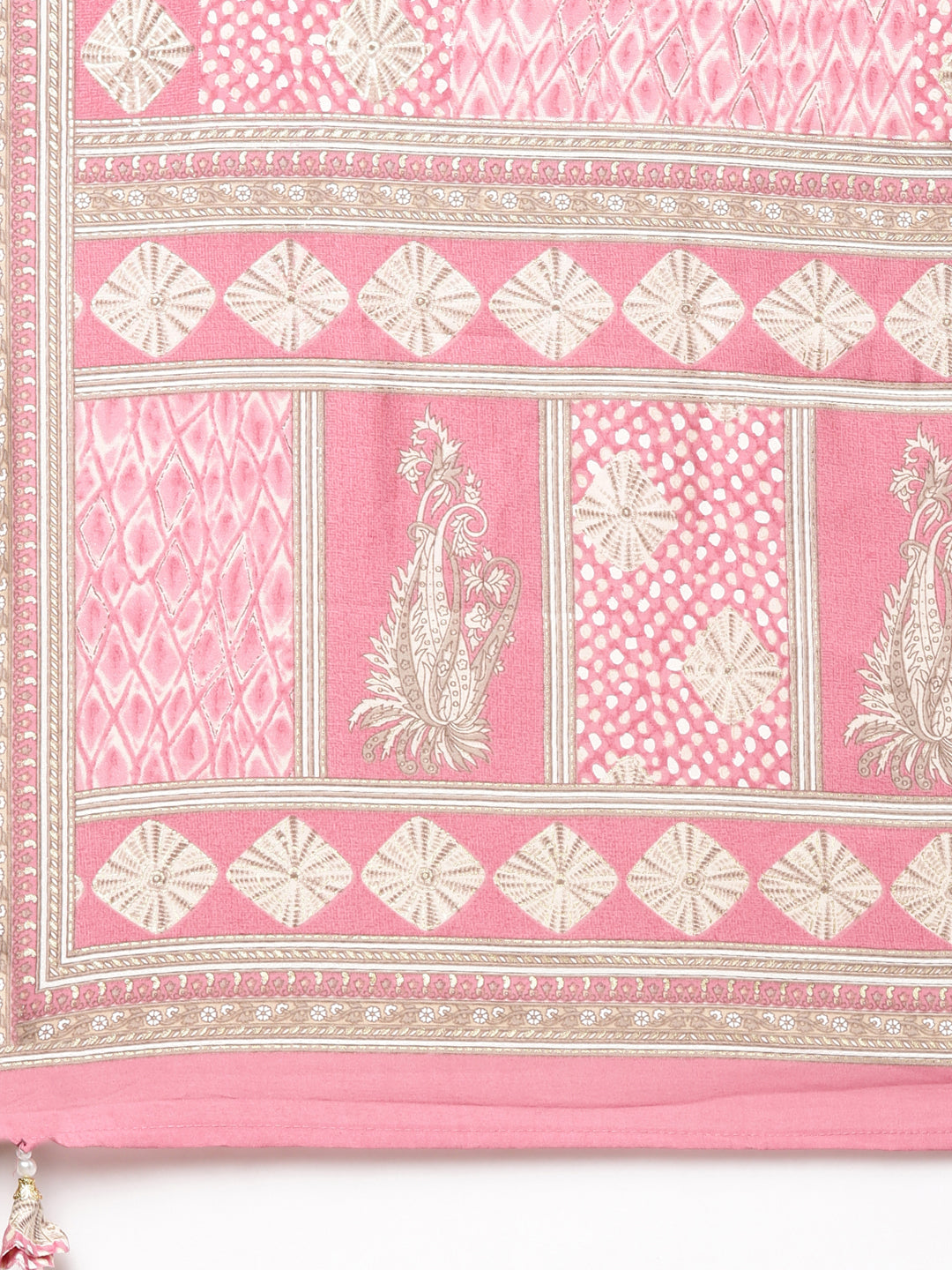 Neerus Pink Regular Straight Yoke Design Kurta And Trousers With Dupatta