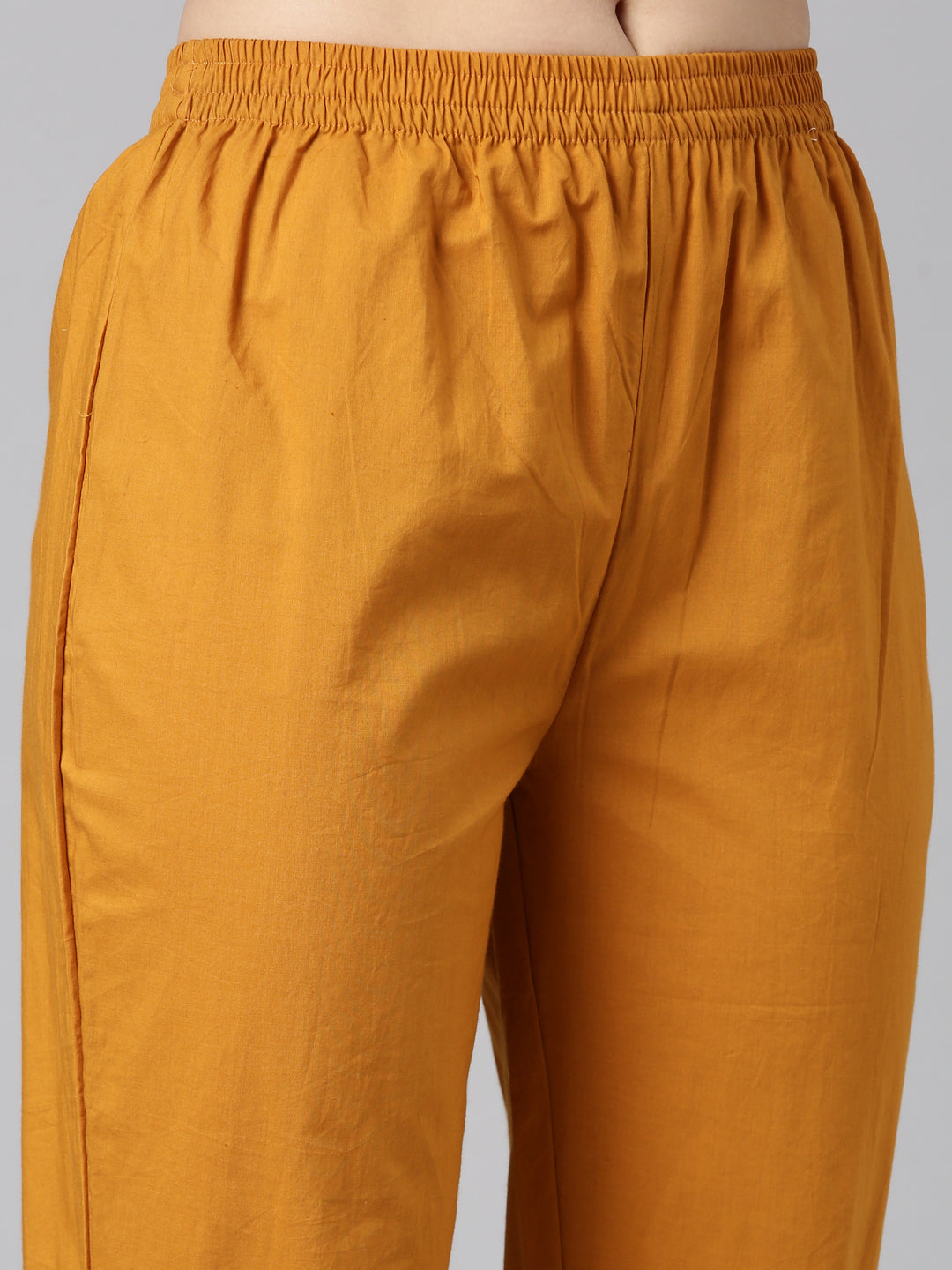 Neerus Yellow floral printed straight kurta set - detail view 3