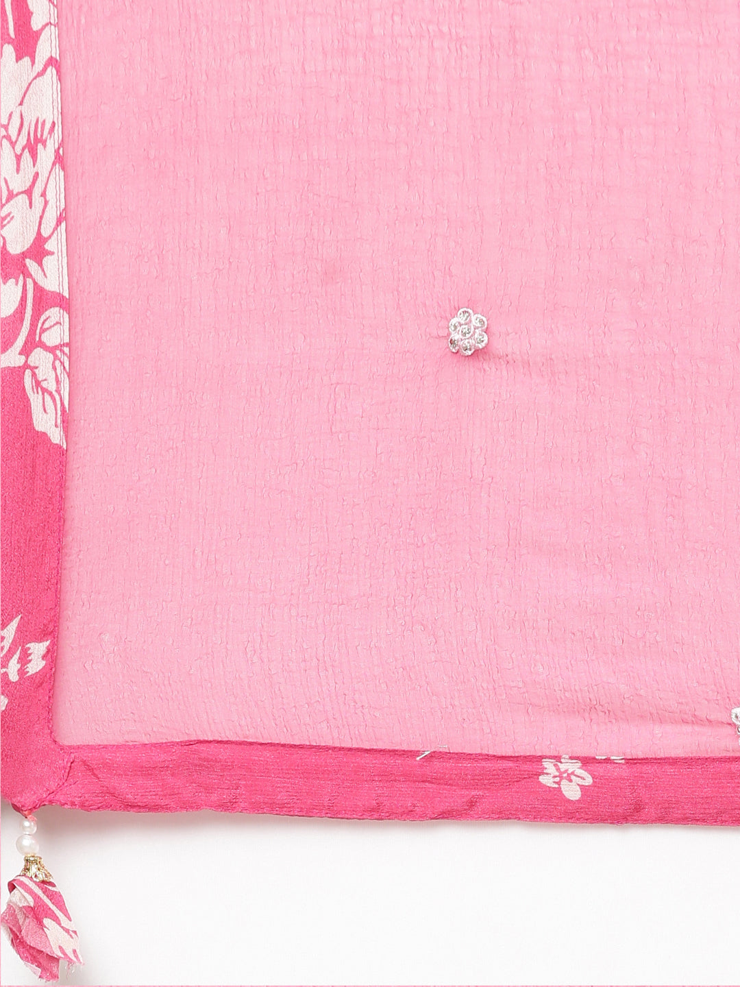 Neerus Pink floral printed flared kurta set - detail view 4