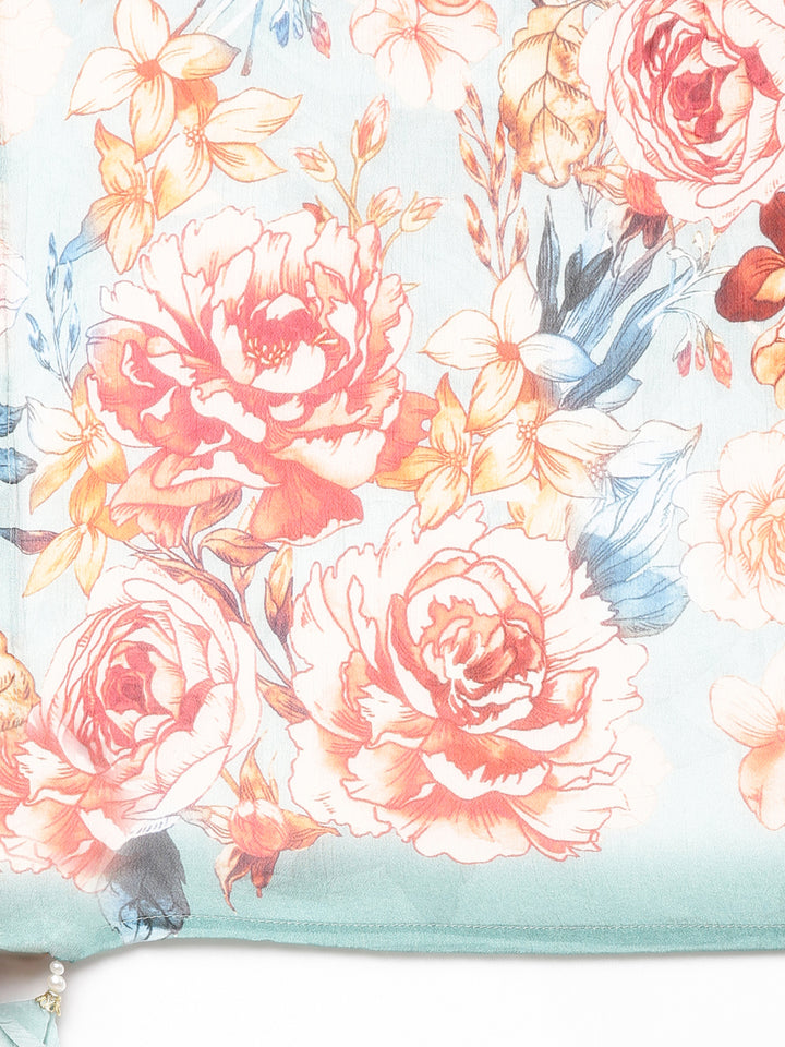 Neerus Blue Regular Straight Printed Readymade suits