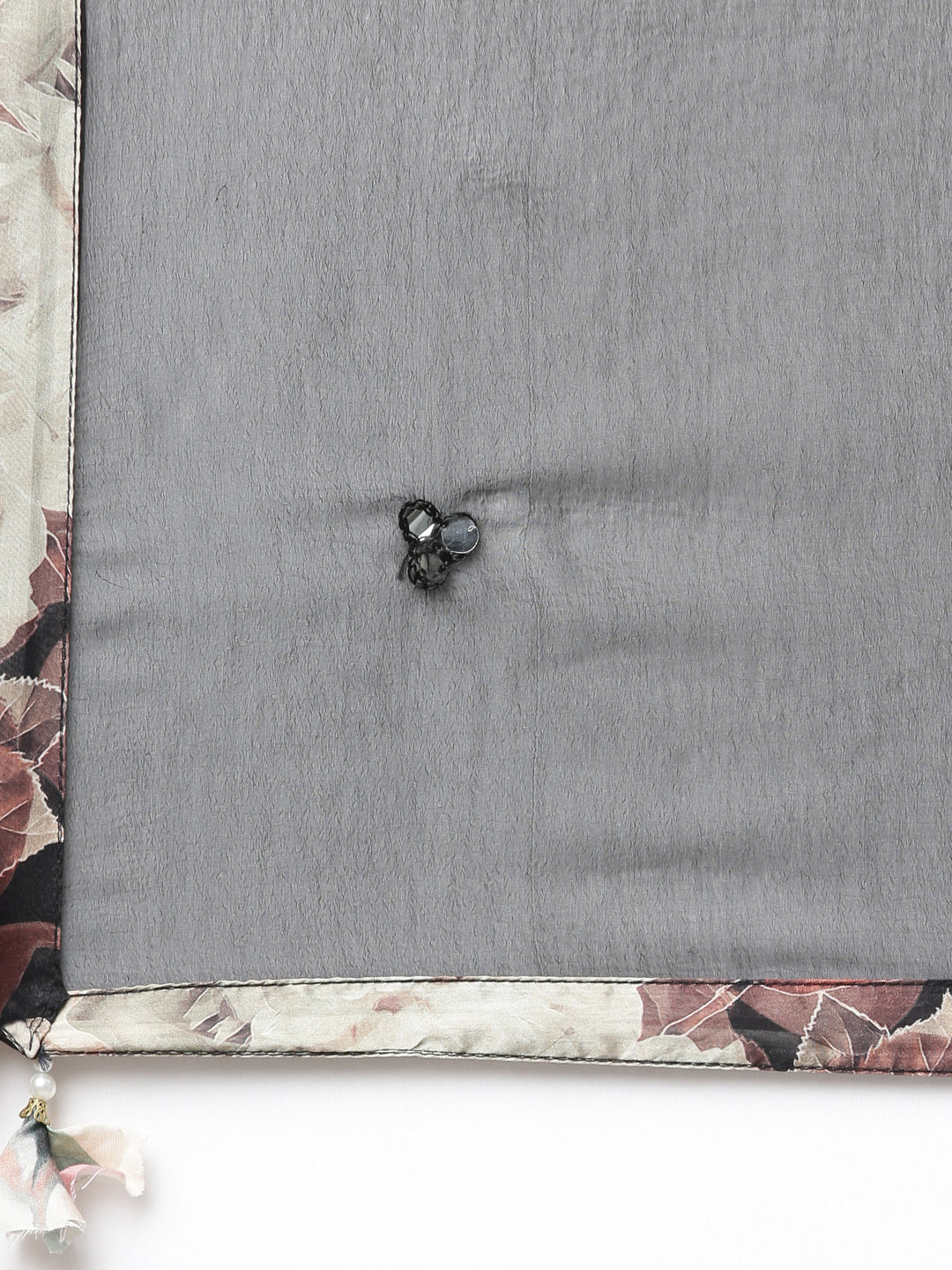 Neerus Multi crepe printed kurta set with trouser and dupatta - detail view 4